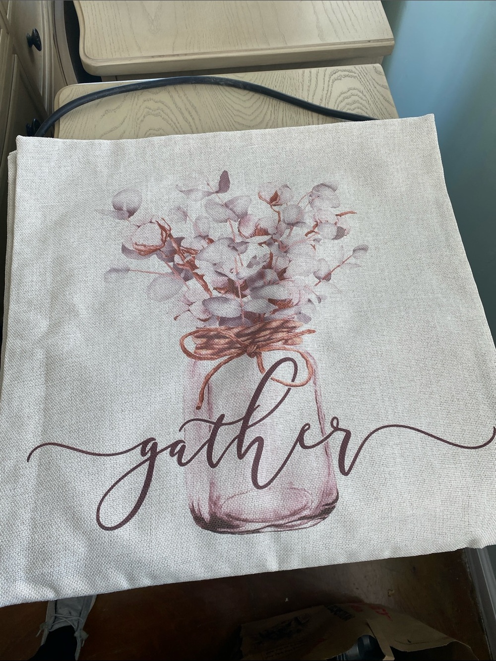 Floral 'Gather’ linen pillow cover- Blush and Dusty Rose
